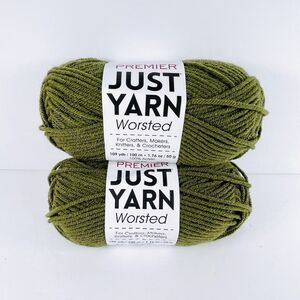Premier JUST YARN WORSTED 109 yards (2 Skeins) FOREST Crochet Medium 4 NEW